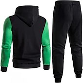 cheap Men&#039;s 3D Sweatshirt Sets-Men&#039;s Graphic Color Block Letter 2pcs 3D Sweatshirt Sets Hoodie Tracksuit Long Sleeve Long pants Hooded Streetwear Designer Casual Sports &amp; Outdoor Casual Sports Zipper Print Spring Fall Yellow Blue