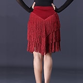 voordelige Latin danskleding-Latijnse dans Rokken Kwastje Ruches Pure Kleur Dames Prestatie Opleiding Hoog Polyester