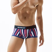 economico Boxer da uomo-Per uomo 1 PC Boxer Slip Stampa Elastene Misto cotone / sintetico Lavabile Comodo Banda A vita bassa Giallo Azzurro cielo