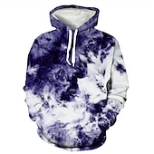 baratos Estampa animal-Homens Gráfico Tintura Tie Dye Moletom Moletons Roupa de rua Designer Manga Longa Com Capuz Diário Final de semana Streetwear Amarelo Rosa Imprimir Bolso frontal Primavera &amp; Outono Designer
