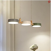 economico Luci Isola cucina-lampada a sospensione a led moderna in legno da 77 cm cavo regolabile 3000-6000k lampada a sospensione a 3 luci apparecchio per cucina sala da pranzo hotel negozio di abbigliamento ristorante