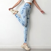olcso Jóga leggings és harisnyanadrág-Női Jóga nadrág Alakformáló Varrás nélküli Hasformáló Alakformáló Magas derék Jóga Fitnesz Edzőterem edzés Harisnyanadrág Leggingek Alsók Batikolt Sárga Rózsaszín Kék Spandex Ősz Tél Sport