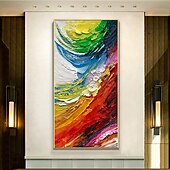 voordelige Abstracte schilderijen-olieverfschilderij 100% handgemaakte handgeschilderde kunst aan de muur op canvas verticale kleurrijke abstracte moderne woondecoratie decor gerold canvas geen frame niet uitgerekt