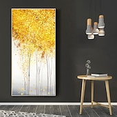 お買い得  花/植物画-ゴールド ボタニカル 油絵 キャンバス ウォール アート 装飾 モダン 抽象 ゴールデン フォーチュン ツリー ホームデコレーション ロール フレームレス 未延伸 ペインティング