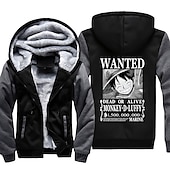 cheap Cartoon &amp; Movie Character Graphic-One Piece Monkey D. Luffy Hoodie Anime Outerwear Anime Graphic For Couple&#039;s Men&#039;s Women&#039;s Adults&#039; Hot Stamping Casual Daily