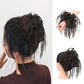 abordables Chignons-chignon ébouriffé chignon désordonné extensions de chignon avec élastique élastique queue de cheval chouchous pour femme (mélange brun blond clair)