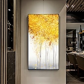 お買い得  花/植物画-ゴールド ボタニカル 油絵 キャンバス ウォール アート 装飾 モダン 抽象 ゴールデン フォーチュン ツリー ホームデコレーション ロール フレームレス 未延伸 ペインティング
