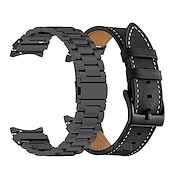 olcso Samsung óraszíjak-Óraszíj mert Samsung Galaxy Watch 7/6/5/4  40/44mm, Watch 5 Pro 45mm, Watch 6 Classic 43/47mm, Watch 4 Classic 42/46mm Rozsdamentes acél Valódi bőr Csere Szíj Fém kapocs Láncos karkötő Karszalag