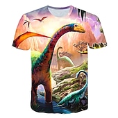 halpa Poikien 3D Eläimet-Lapset Poikien T-paita Tee Eläin Dinosaurus Lyhythihainen Crewneck Lasten toppi Kausaliteetti Tyylikäs Päivittäin Kesä Moniväri 3-12 vuotta