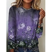 ieftine Tricou cu animale-tricou damă vintage de bază imprimeu fluture mânecă lungă topuri obișnuite gât rotund weekend zilnic roz albastru violet maro verde toamnă &amp;amp; iarnă