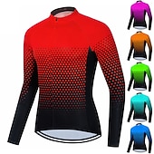 economico Maglie da uomo-Per uomo Maglia da Ciclismo Geometrico Manica Lunga Bicicletta Maglia Top con 3 tasche posteriori Mountain Bike MTB Ciclismo su strada Asciugatura Rapida Strisce Riflettenti Tasca Posteriore
