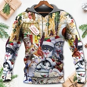 abordables Tenue de Père Noël-sweat à capuche de Noël sweat à capuche pour homme sweat à capuche pour homme sweat à capuche jaune vert clair kaki rouge bleu clair à capuche père Noël imprimés graphiques imprimé moche sports