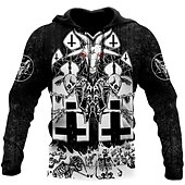 baratos Moletons e Sweatshirts de Halloween-Homens Caveiras Estampas Abstratas Moletom Moletons Roupa de rua Designer Manga Longa Com Capuz Diário Esportes Preto Laranja Imprimir Primavera &amp; Outono Designer