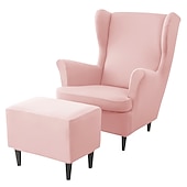 cheap Armchair Cover &amp; Armless Chair Cover-Stretch Wing Chair Cover Set with Ottoman Cover, Burgundy Spandex Stretch Wing Back Chair Cover Removable Machine Washable Armchair Chair Cover for Strandmon Chair