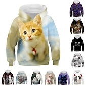economico Animali 3D della Ragazza-Bambino Da ragazza Felpa con cappuccio Gatto Informale Manica lunga Attivo Cotone 7-13 anni Autunno Multicolore Nero Bianco