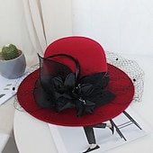 tanie Kapelusze na przyjęcia-Czapki Sztuczne pióra Mieszanka Poli / Bawełny Melonik Kapelusz bucket Kapelusz Fedora Codzienny Święto Kentucky Derby koktajl Królewski Astcot Styl vintage Elegancja Z Pióro Haft nakładany Winieta