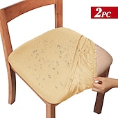 abordables Funda de silla-2 fundas de asiento para comedor, color burdeos, impermeables, elásticas, con respaldo alto, fundas de licra para asiento de silla con banda elástica para boda