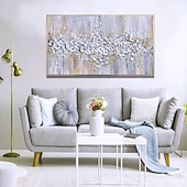 abordables Pinturas florales/botánicas-Pintura al óleo hecha a mano lienzo arte de la pared decoración espátula pintura clásica flor de ciruelo blanco para decoración del hogar enrollado sin marco pintura sin estirar