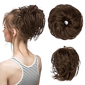 cheap Chignons-Messy Bun Hair Piece Straight Fake Bun Scrunchies Heat Resistant Fiber Synthetic Fully Beach Blonde Short Ponytail Extension Instant Updo Donut Chignons Elastic Scrunchy Hairpiece for White Women Girl