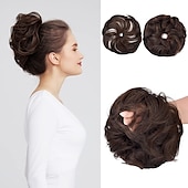 abordables Chignons-2pcs chignon désordonné chignon bouclé ondulé extensions de queue de cheval postiches cheveux chouchous wraps chignon pour femmes filles (plus chignon limité avec une longueur de cheveux plus longue
