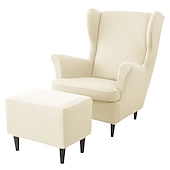 cheap Armchair Cover &amp; Armless Chair Cover-Stretch Wing Chair Cover Set with Ottoman Cover, Burgundy Spandex Stretch Wing Back Chair Cover Removable Machine Washable Armchair Chair Cover for Strandmon Chair