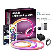 abordables Lumières intelligentes-néon bande lumières intelligent corde lumières tuya wifi bluetooth bluetooth musique app prise de contrôle à distance alimentation courses de chevaux néon bande lumières salon chambre décoration