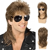 billiga Herrperuker-mullet peruk för män 70-tal 80-talskostym snygg festperuk lång blond lockig punk rockerperuk syntetiska kostymer peruker för manliga killar