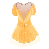baratos Vestidos de Patinação Artística-Vestidos para Patinação Artística Mulheres Para Meninas Patinação no Gelo Vestidos Roupa Branco Leite Vermelho Escuro Amarelo e amarelo Elastano Elasticidade Alta Competição Roupa para Patinação
