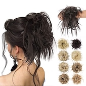 abordables Chignons-chignon ébouriffé chignon désordonné extensions de chignon avec élastique élastique queue de cheval chouchous pour femme (mélange brun blond clair)