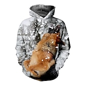 abordables Animaux 3D pour Garçon-Sweat à capuche Pullover Enfants Garçon Animal Chien manche longue Poche Haut pour enfants Casual 3D effet Sweat à capuche Frais du quotidien Noir bleu marine Bleu Automne Hiver 7-13 ans