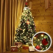 baratos Luzes de cordas de férias-Luzes de Natal em Corda para Árvore Decorações Plug 2M/6.56FT x 8 Linhas com Anel 280LED Fáceis de Instalar Luzes de Corda de Natal com 8 Modos Decorações de Natal ao Ar Livre e Interiores para