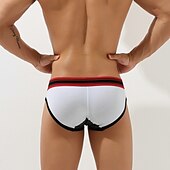 お買い得  メンズブリーフ下着-男性用 1 PC ブリーフ プリント スパンデックス ポリ＆コットン混 洗濯可 快適 カラーブロック ローライズ ホワイト ダックグレー