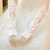 abordables Gants de Mariage-Polyester Genou Gant Fête / Soirée / à la mode Avec Couleur Pure / Ornement Gants de Mariage / Fête