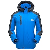 preiswerte Sportjacke-Herren wasserdichte Wanderjacke Gorpcore Regenjacke Wandern Windjacke Outdoor wasserdicht winddicht leicht atmungsaktiv abnehmbare Kappe Oberbekleidung Trenchcoat durchgehender Reißverschluss Hoodie