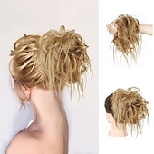 abordables Chignons-chignon ébouriffé chignon désordonné extensions de chignon avec élastique élastique queue de cheval chouchous pour femme (mélange brun blond clair)