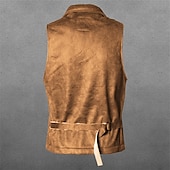 baratos Gilets-Homens Colete de camurça Casamento Rua Feriado Para Noite Estilo vintage Casual Outono Inverno Bolsos Camurça Manter Quente Cor imaculada Não Trespassado Decote V Normal Preto Marron Colete