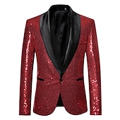 preiswerte Herren Klassische Blazer-Herren Abendkleidung Blazer Sakko Neujahr Zeremonie Abendgesellschaft Modisch Strassenmode Herbst Winter Pailletten Einfarbig Pailletten Tasche Atmungsaktiv Komfortabel Einreiher - 1 Knopf Blazer