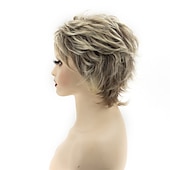 economico parrucca più vecchia-parrucche corte bionde pixie cut per donne bianche parrucche sintetiche bionde ombre marrone scuro parrucca dall&#039;aspetto naturale