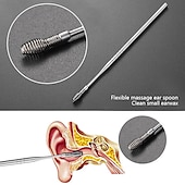 baratos Cuidados Pessoais &amp; Saúde-kit de remoção de cera de ouvido remoção de cera de ouvido 6 em 1 ferramentas de palheta de orelha reutilizável limpador de orelha de aço inoxidável conjunto de palheta de ouvido com caixa de chaveiro utilitário para usar