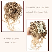 ieftine Meșe-Coc de păr dezordonat postă de păr pentru femei clip în gheare piese de păr chignon sintetice extensii de coc de păr ciufulit super lung ciufulite ondulate posturi ondulate pentru uzura zilnică