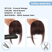 economico Frange-clip in frangetta per le donne 100% estensioni dei capelli frangetta francese frangetta con le tempie posticci clip su frangetta francese frangetta piatta clip frangetta curva per l&#039;uso quotidiano