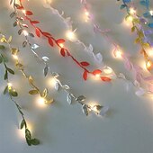 ieftine Acumulatoare-plante artificiale led snur de lumina 2m 20leds lumini de zâne creeper frunză verde Crăciun acasă nuntă în aer liber iedera viță de vie lampă decorare bricolaj suspendat grădină curte curte (fără