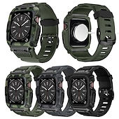 זול להקות Apple Watch-מגן צבאי מותאם ל רצועת השעון של Apple Watch מתכוונן נושם סיליקוןריצה רצועת שעון חלופית ל Series 6 / SE / 5/4 44mm Apple Watch Series 8 Apple Watch סדרה 1