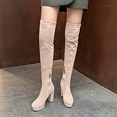 cheap Platform Boots-Women&#039;s Black Over-the-Knee Platform High Heel Boots with Side Zipper, Sexy Gothic Style for Night Out and Party Wear