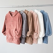 preiswerte Trainingsanzüge für Damen-Damen Basic Trainingsanzug Hosen-Sets Pullover Pyjamas Langarm Mit Kapuze Feste Farbe Valentinstag Casual Schwarz Blau Kamel Herbst Winter Regular Fit