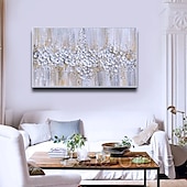 abordables Pinturas florales/botánicas-Pintura al óleo hecha a mano lienzo arte de la pared decoración espátula pintura clásica flor de ciruelo blanco para decoración del hogar enrollado sin marco pintura sin estirar