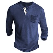 preiswerte Lässiges Henley-T-Shirt-Herren Henley Shirt Tee langarmshirt Glatt Henley Casual Festtage Langarm Button-Down Bekleidung Baumwollmischung Modisch Designer Komfortabel Essential