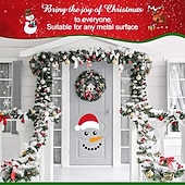 abordables Autocollant-joyeux noël décorations garage porte décor bonhomme de neige aimants autocollants réfrigérateur decal bonhomme de neige visage garage de noël ensemble réfléchissant de voiture magnétique autocollants pour noël vacances réfrigérateur décor