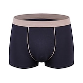 お買い得  メンズのボクサーパンツ-男性用 4パック ボクサーブリーフ 下着 ベーシックパンティー ボクサー ポリ＆コットン混 高通気性 ソフト カラーブロック ミディアムウエスト ブラック ルビーレッド