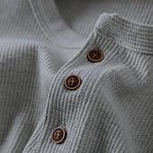 billiga Casual Henley T-shirt-Herr Waffle Henley Shirt Henleytröja T-shirts Långärmad tröja Slät Henley Sport Arbetskläder Långärmad Button-Down Kläder Mode Streetwear Ledigt